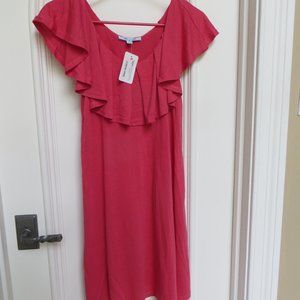 Swing dress with neck ruffles;  small